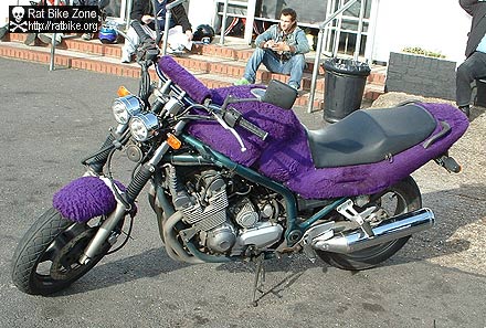 side view of fur covered motorcycle