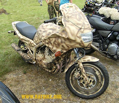 Yamaha motorcycle with custom camouflage paintwork