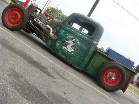 lowered green pickup