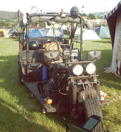 Trike with hockey mask on roll cage