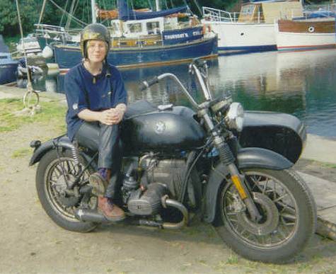 woman sat on sidecar combination