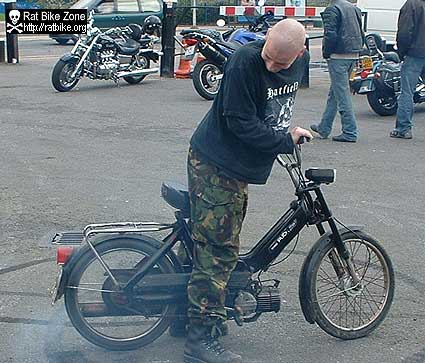 puch maxi doing a burnout