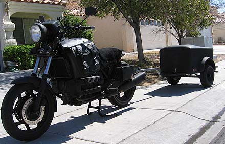 BMW K100 Survival Bike with dual wheel trailer