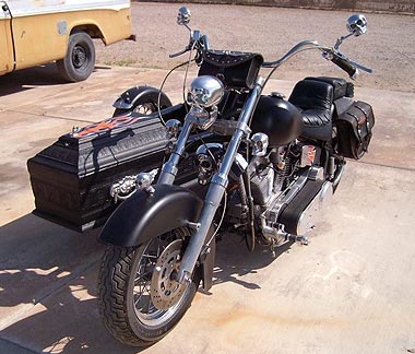 skull bike with coffin sidecar