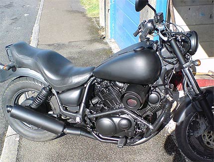 satin black yamaha custom bike