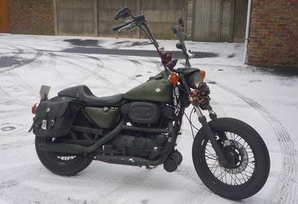 Green and black Harley-Davidson Sportster